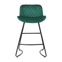 Set of 2 Bar Stools Kitchen Stool Velvet Barstools Green