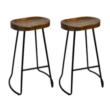 Set of 2 Backless Elm Wood Bar Stools 75cm - Black - Cheap Choices