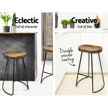 Set of 2 Backless Elm Wood Bar Stools 75cm - Black - Cheap Choices