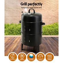 Grillz 3-in-1 Charcoal BBQ Smoker - Black - Cheap Choices