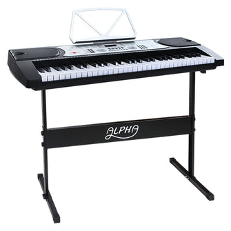 61 Keys Beginner Electronic Piano Keyboard LED Electric Silver with Music Stand