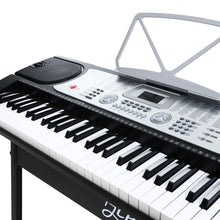 61 Keys Beginner Electronic Piano Keyboard LED Electric Silver with Music Stand