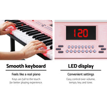 Pink 61 Key Lighted Electronic Piano Keyboard LED Electric Holder Music Stand