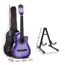 KIDS 34" Inch Guitar Acoustic Cutaway Wooden Purple with Accessories - Cheap Choices