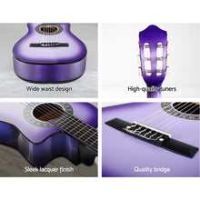 KIDS 34" Inch Guitar Acoustic Cutaway Wooden Purple with Accessories - Cheap Choices