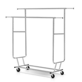 6FT Double Rail Clothes Rack Coat Stand Adjustable.