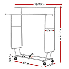 6FT Double Rail Clothes Rack Coat Stand Adjustable.