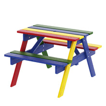 Outdoor Table and Chairs Picnic Umbrella Set Colourful Wooden