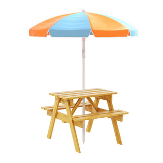 Outdoor Table and Chairs Picnic Bench Seat Umbrella Set Wooden