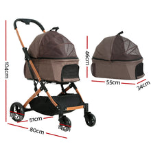 Pet Stroller Carrier Travel Pushchair Foldable 4 Wheels