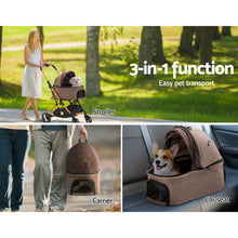 Pet Stroller Carrier Travel Pushchair Foldable 4 Wheels