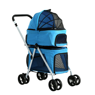 Pet Stroller Large Carrier Travel Foldable 4 Wheels Double