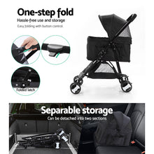 Pet Stroller Dog Carrier Foldable Pram 3 IN 1 Middle Size Black