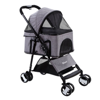 i.Pet Pet Stroller Dog Carrier Foldable Pram 3 IN 1 Middle Size Grey - Cheap Choices