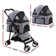 i.Pet Pet Stroller Dog Carrier Foldable Pram 3 IN 1 Middle Size Grey - Cheap Choices