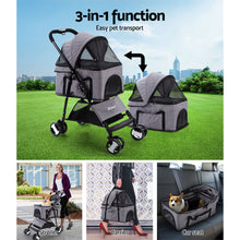 i.Pet Pet Stroller Dog Carrier Foldable Pram 3 IN 1 Middle Size Grey - Cheap Choices