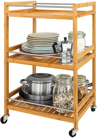 Bamboo Kitchen Trolley 3 Tier Storage Cart - Cheap Choices