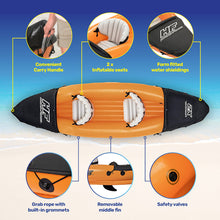 Rapid 2 Person Kayak Oars Hand Pump Fins Inflatable 3.21m x 88cm