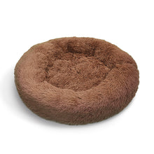 Pet Dog Bedding Warm Plush Round Light Coffee Large 90cm