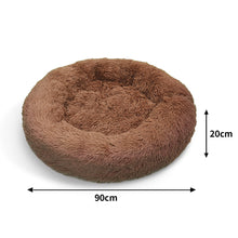 Pet Dog Bedding Warm Plush Round Light Coffee Large 90cm