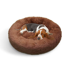 Pet Dog Bedding Warm Plush Round Light Coffee Large 90cm