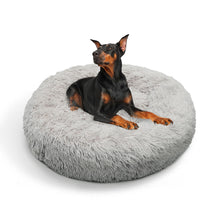 Pet Dog Bed Bedding Warm Plush Round Light Grey Large 90cm Large