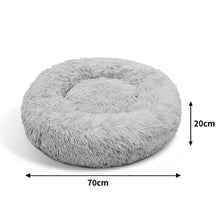 Pet Dog Bed Bedding Warm Plush Round Light Grey M 70cm