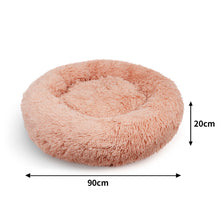 Pet Dog Bedding Warm Plush Round Comfortable Pink Large 90cm