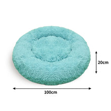 Pet Dog Bedding Warm Plush Round Comfortable Green 100cm