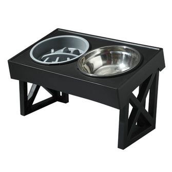 Adjustable Height Double Bowl Pet Food and Water Feeder