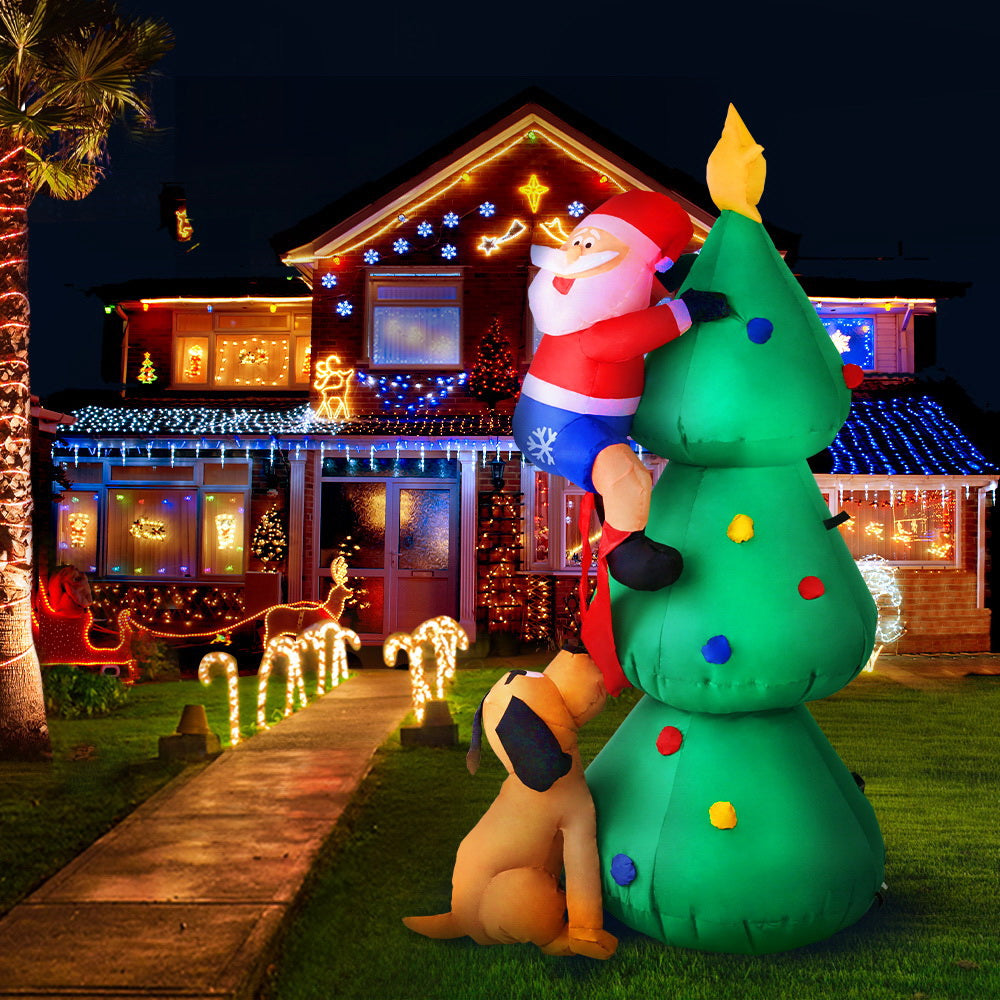 1.8M Christmas Inflatable Santa on Tree Lights Xmas Decor Airblown