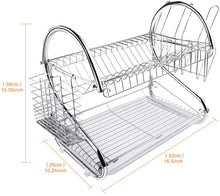 2 Tier Dish Rack with Drain Board Plated Chrome - Cheap Choices