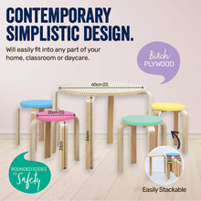 5PCE Kids Wooden Table Coloured Stools Set Stackable Sturdy